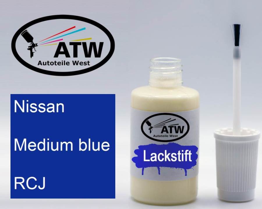 Nissan, Medium blue, RCJ: 20ml Lackstift, von ATW Autoteile West.